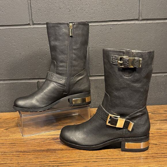 Vince Camuto Shoes - Vince Camuto Walda Black Leather Moto Biker Boots Women’s 8.5